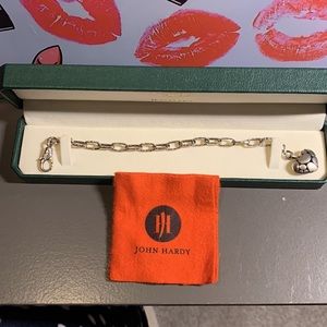 John Hardy Kali Link Heart Charm Dangle .925 Silver Bracelet